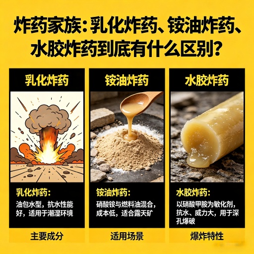 三家镇炸药家族：乳化炸药、铵油炸药、水胶炸药到底有什么区别？